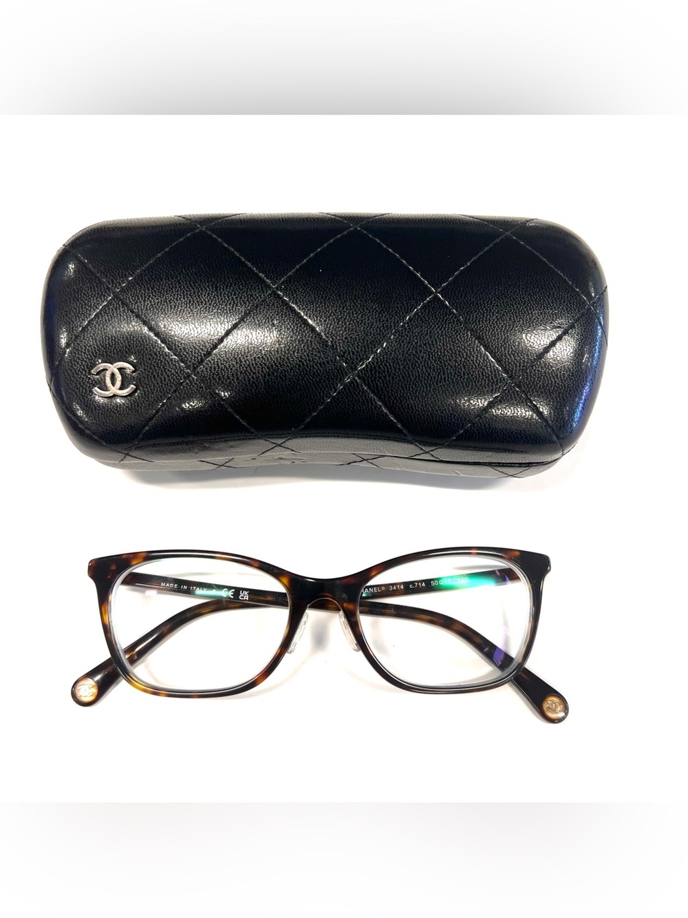 Chanel CH3414 c.714 Dark Havana Eyeglasses Frame 50-17-140 Italy - Picture 11 of 11